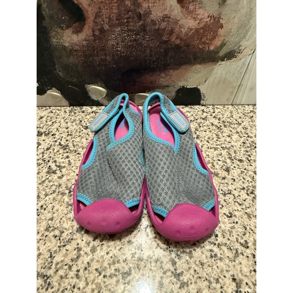 Crocs Swiftwater Mesh Sandals Gray Pink  Kids Size 12C